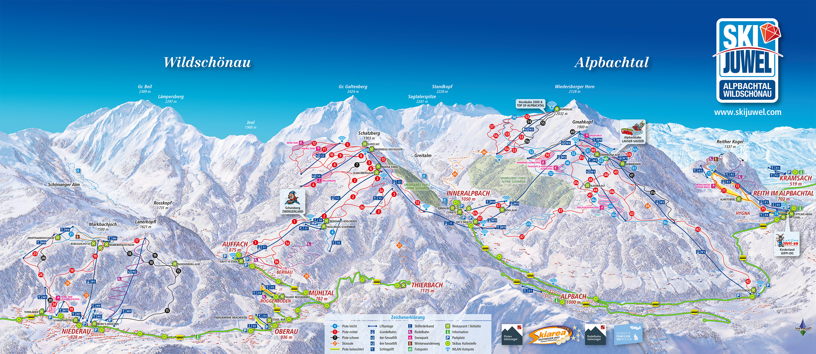 Pistekaart Ski Juwel Alpbachtal Wildschönau